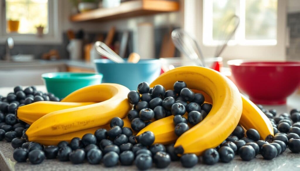 Blueberry Banana Muffins Preparation Blueberry Banana Muffins Preparation